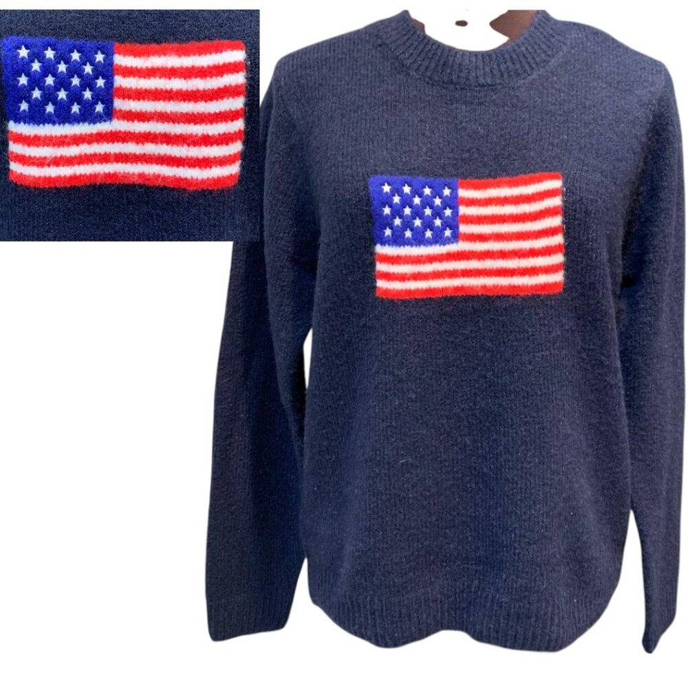USA Flag Sweater Nanette Lepore NWT Medium Navy